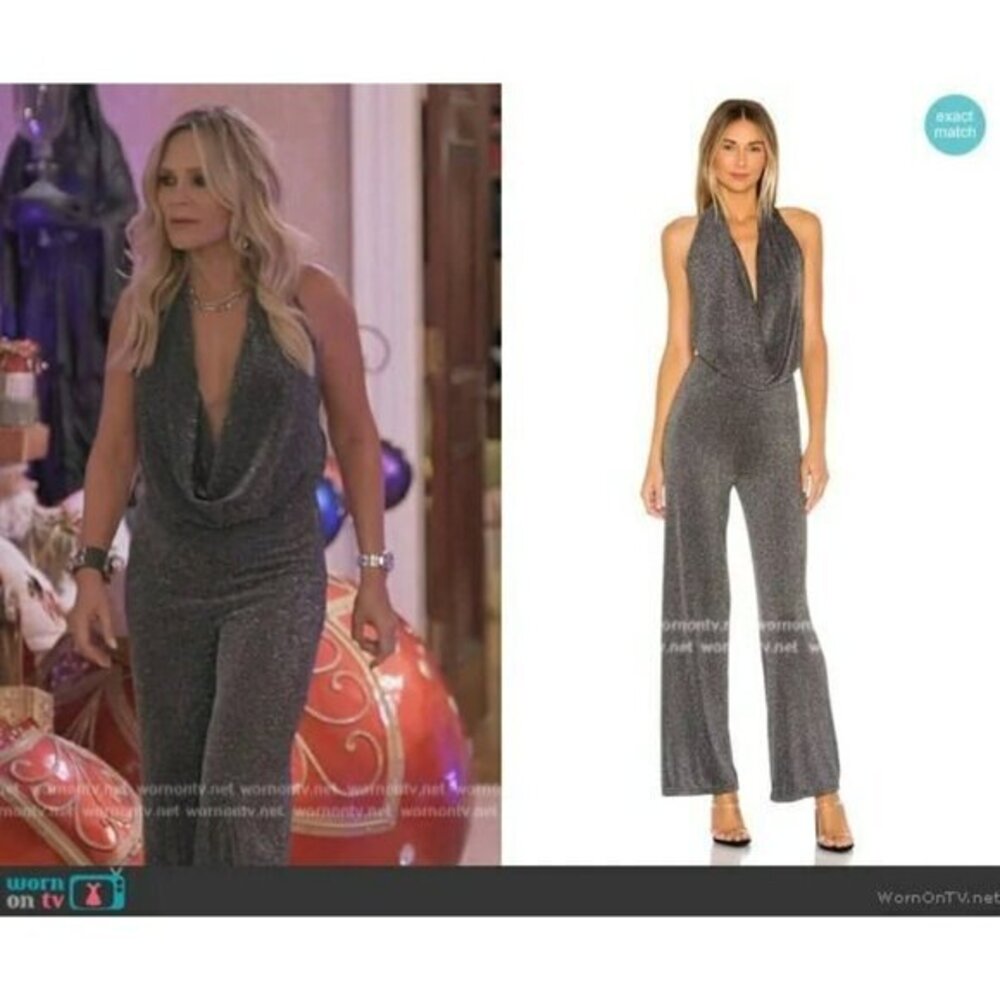 superdown Saffron Cowl Neck Jumpsuit in Metallic Silver